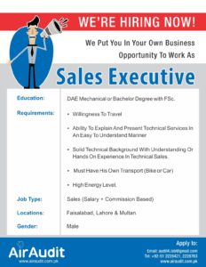 AirAudit | Hiring Sales Executive Lahore Faisalabad Multan